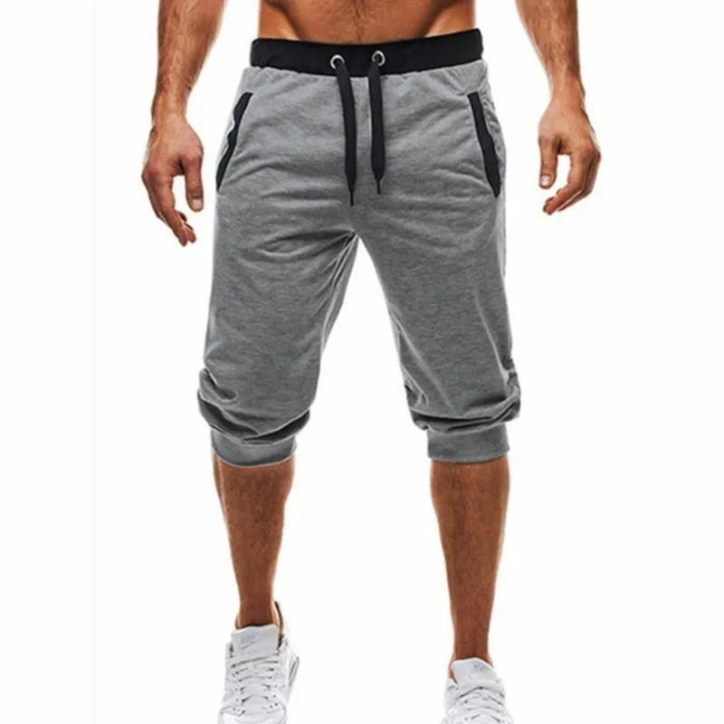 

Summer men Leisure Men Knee Length Shorts Color Patchwork Joggers Short Sweatpants Trousers Men Bermuda Shorts roupa masculina