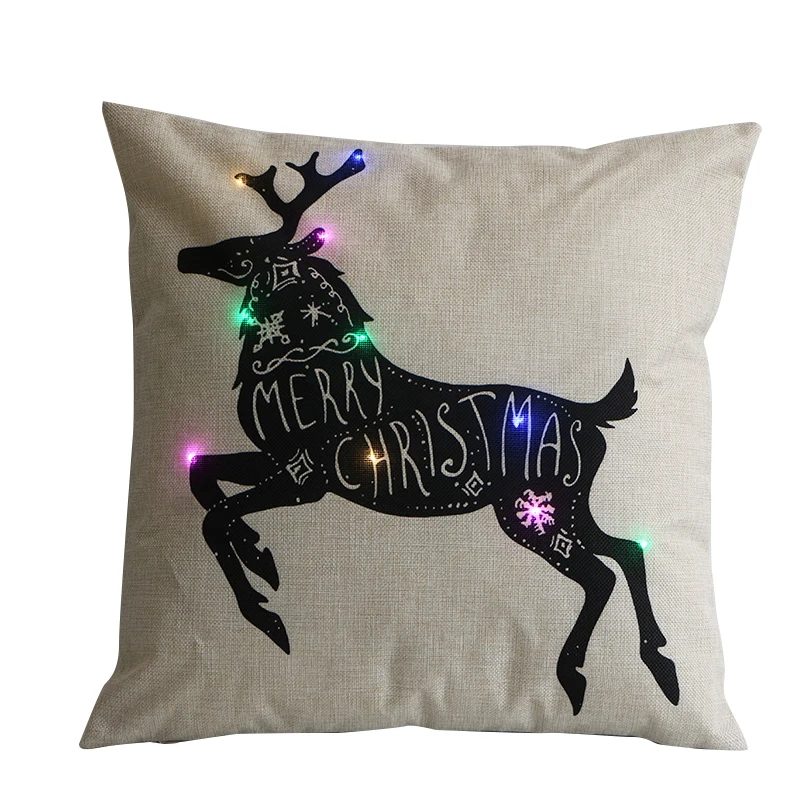 Креативная блестящая светодиодная Рождественская наволочка для подушки