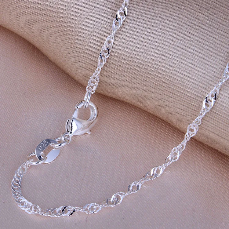 

Sterling Water Wave Chain Necklace For Women Jewelry Accessories Necklace 16 22 26 30 inch Long Necklace Pack of 3pcs