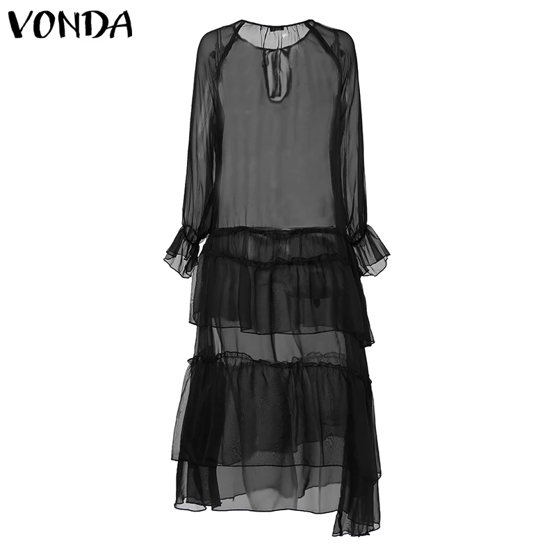 VONDA, макси платье для беременных, Robe Boheme Femme, сексуальное пляжное длинное платье, 5XL, элегантное однотонное пляжное платье размера плюс