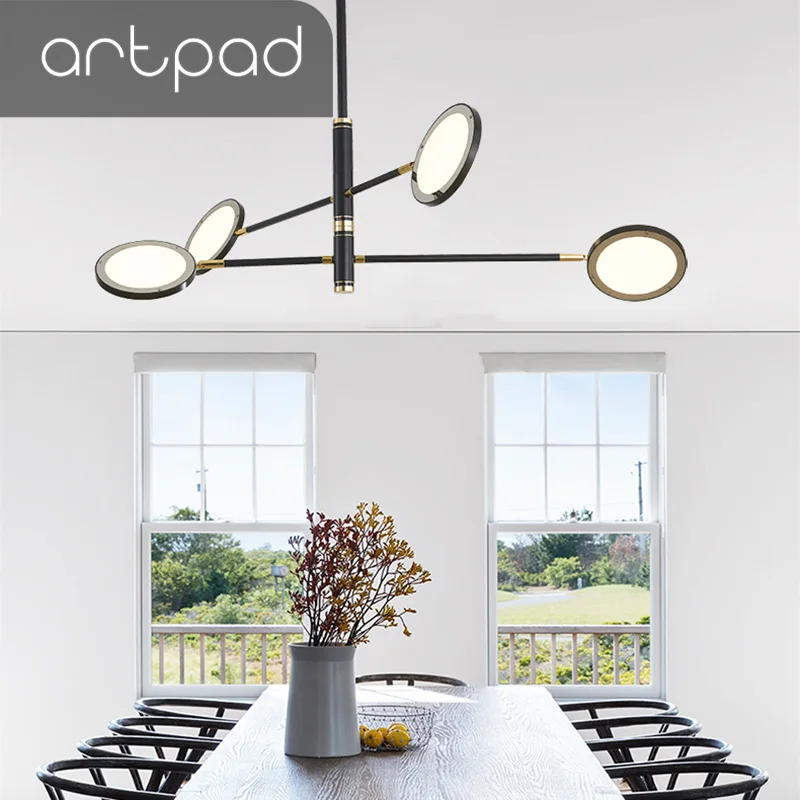 Artpad Modern Black Gold Body Ceiling Chandelier Light Dining Room Bedroom Living Surface Mounted Hanglamp Fixture | Освещение