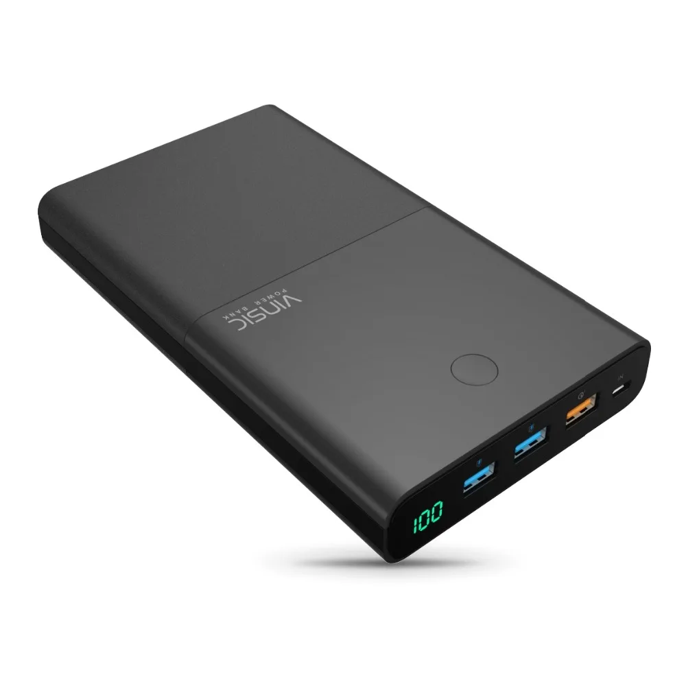Vinsic 28000 мАч Мощность банк QC3.0 2.4A Dual USB способ быстрого Зарядное устройство 3 0 для