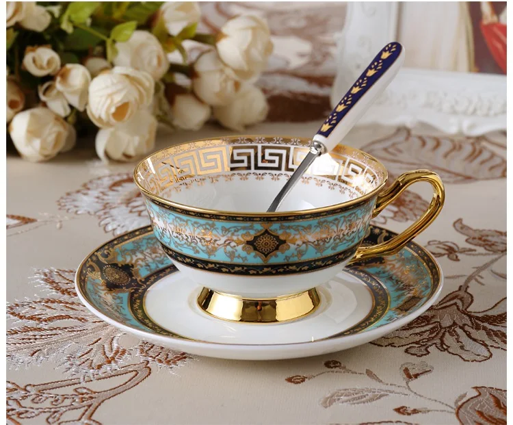 

High grade Gold porcelain coffee cup European style English afternoon tea cup set of ceramic tea cup small luxury