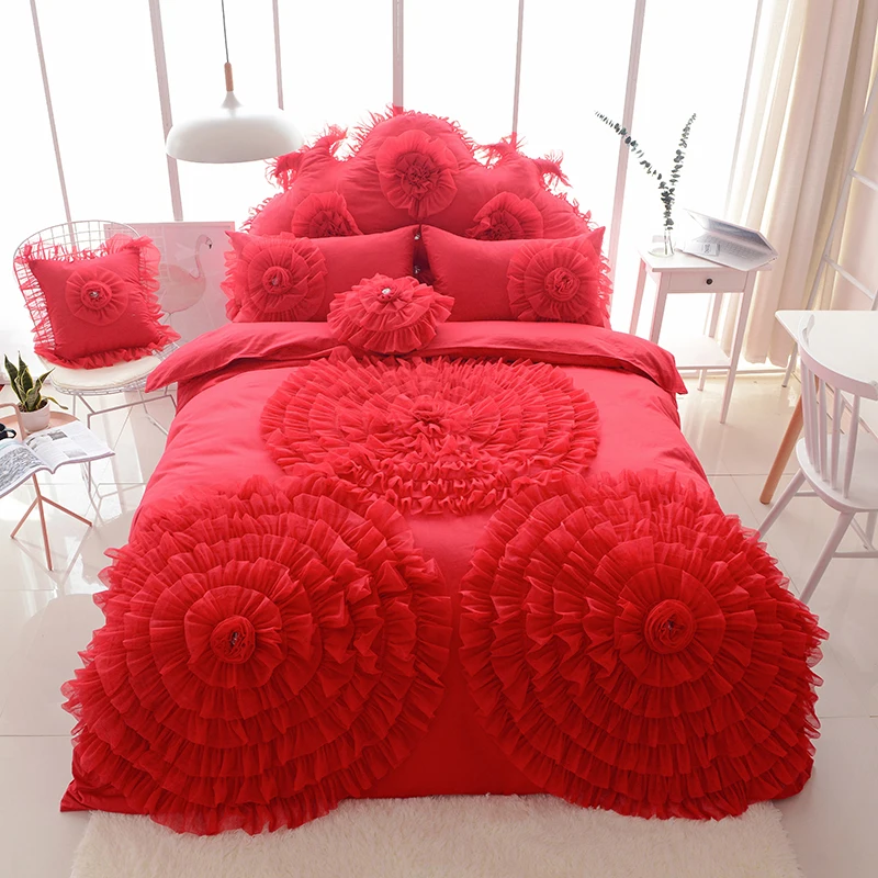 Роскошный свадебный комплект постельного белья из 100% хлопка ручного сложения