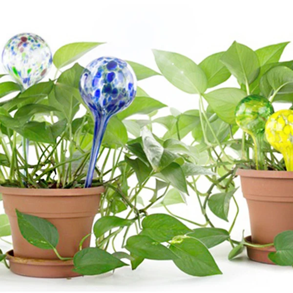 Набор из 6 небольших разноцветных стеклянных шаров для полива растений-каждый