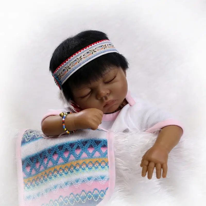 NPK 22 дюймов индийский Стиль винилсиликоновых Reborn Baby Doll шоколад кожи Boneca подарок