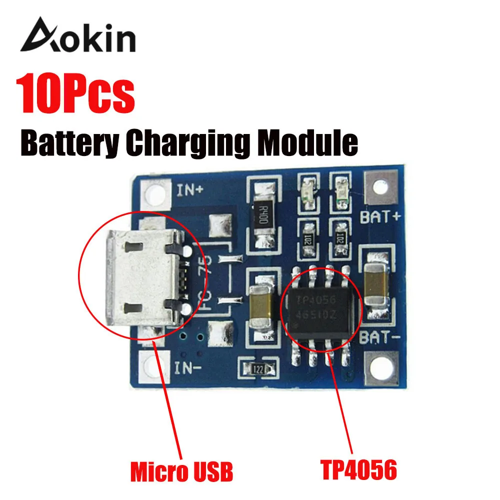 10 шт. Tp4056 5В 1a Micro Usb 18650 литиевая батарея зарядная плата модуль защиты зарядного