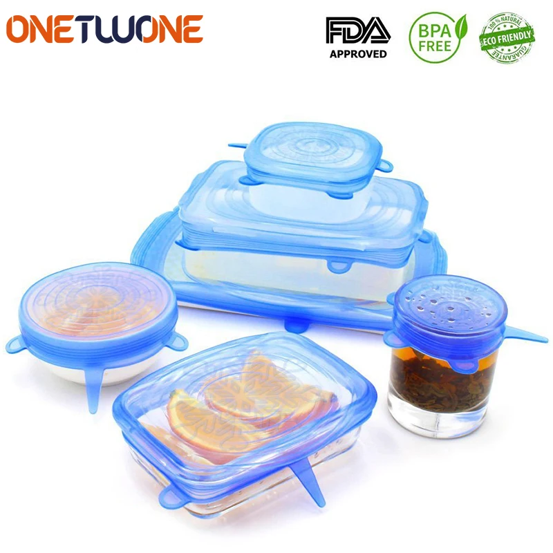 Силиконовый Эластичный чехол крышки для кухонной посуды универсальный