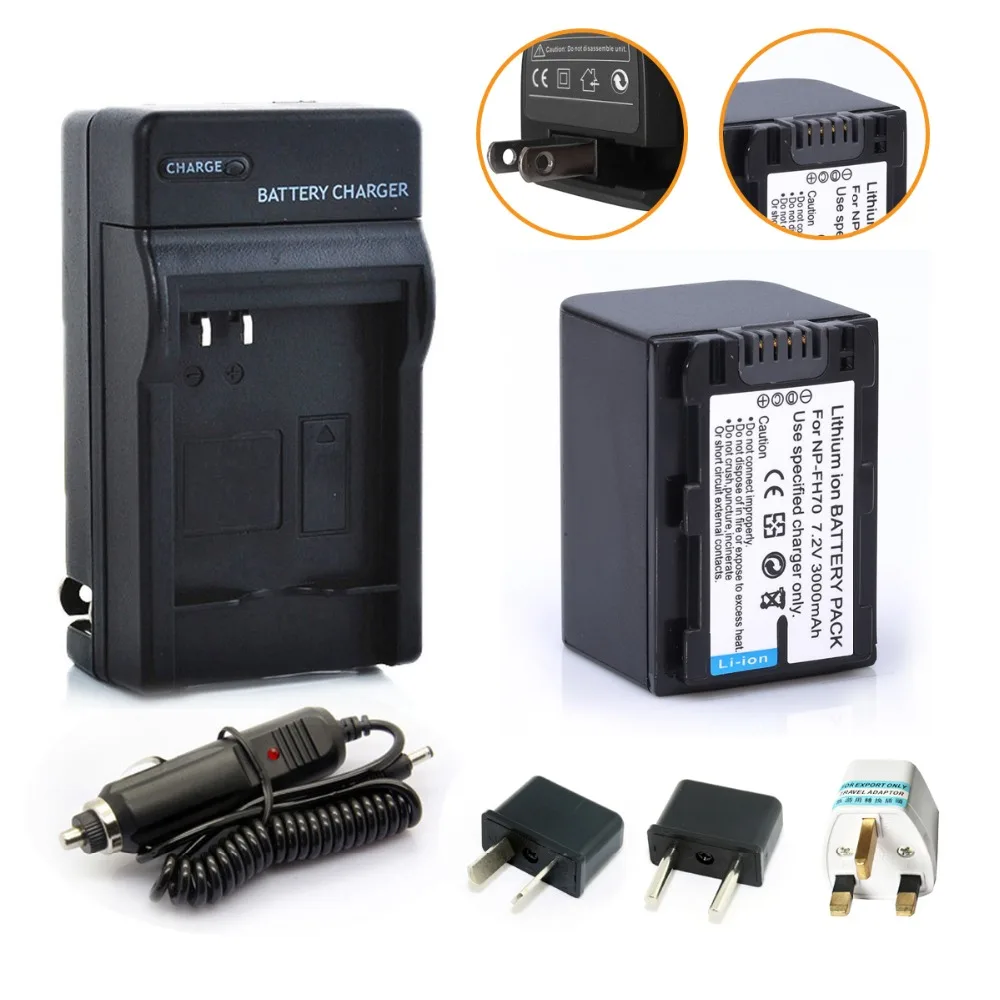 1*3000 мА/ч NP FH70 Li Ion Батарея + 1 * Зарядное устройство для Sony FH100 FH50 FH30 SR10E Бесплатная