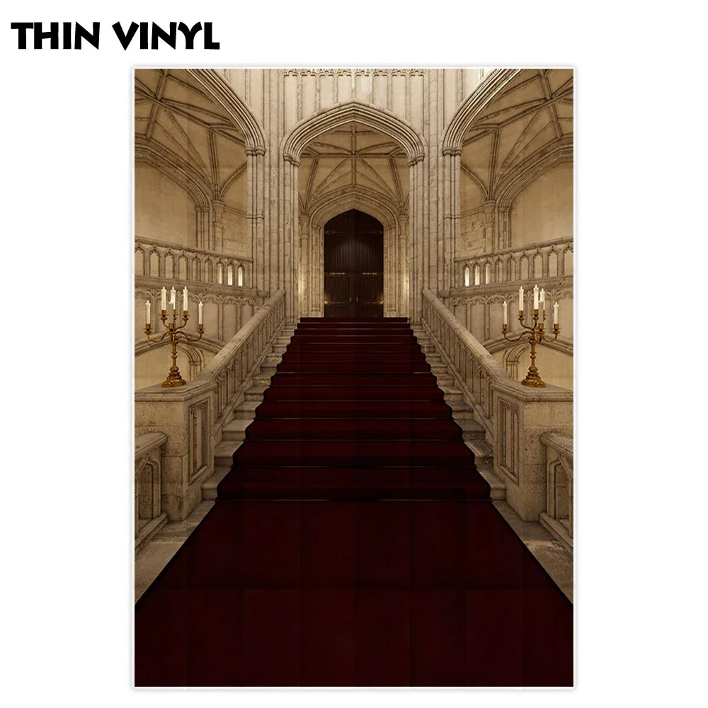 Фон для фотосъемки Allenjoy сказочный дворец красный ковер Лестница дверь фон