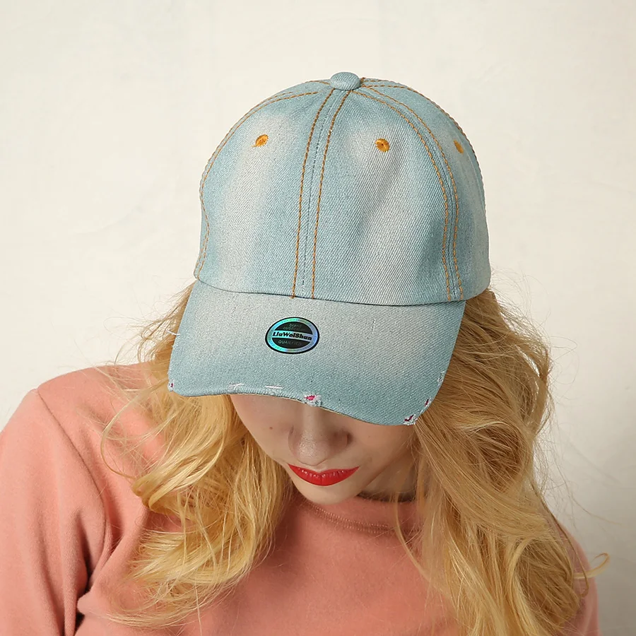 [LWS] Классическая Демин Бейсболки для женщин Для унисекс Регулируемая Ретро мыть