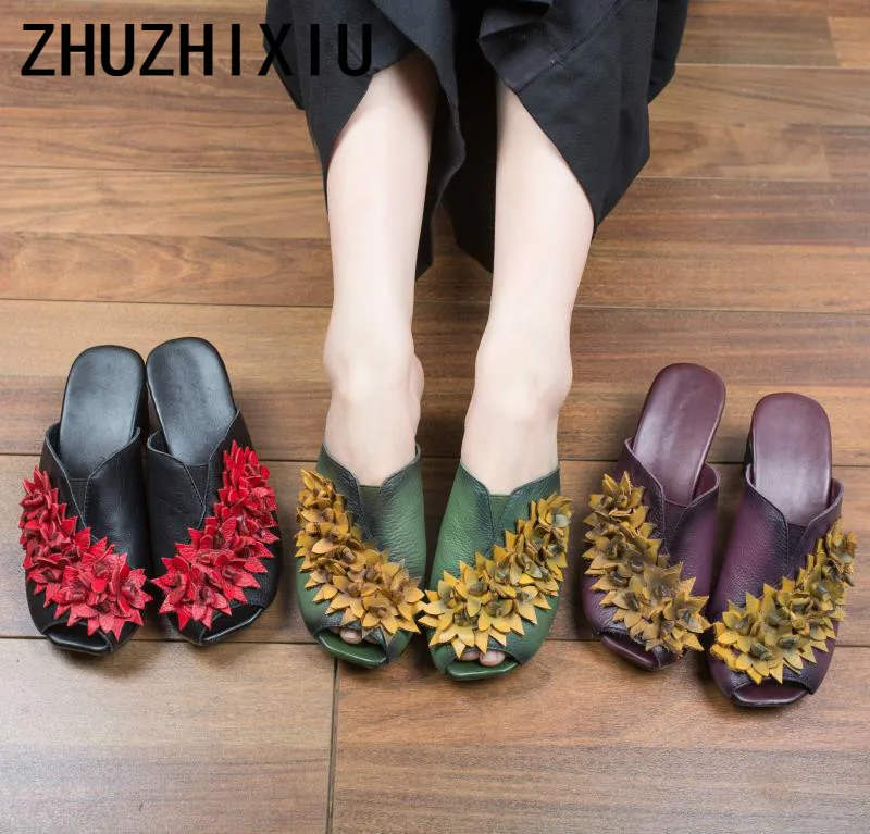 ZHUZHIXIU/бесплатная доставка Новинка 2019 года летние женские шлепанцы из натуральной