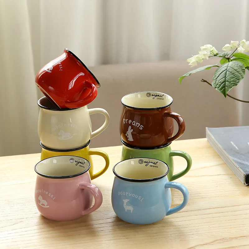 Zakka милые керамические кружки Европейский красочный животный узор кофейные