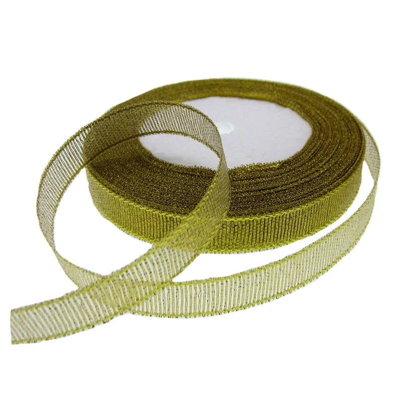 1Roll 25yards gold glitter ribbon gift packing belt christmas for party wedding decor wide 3/8&quot 1/2&quot 5/8&quot 3/4&quot 1&quot | Дом и