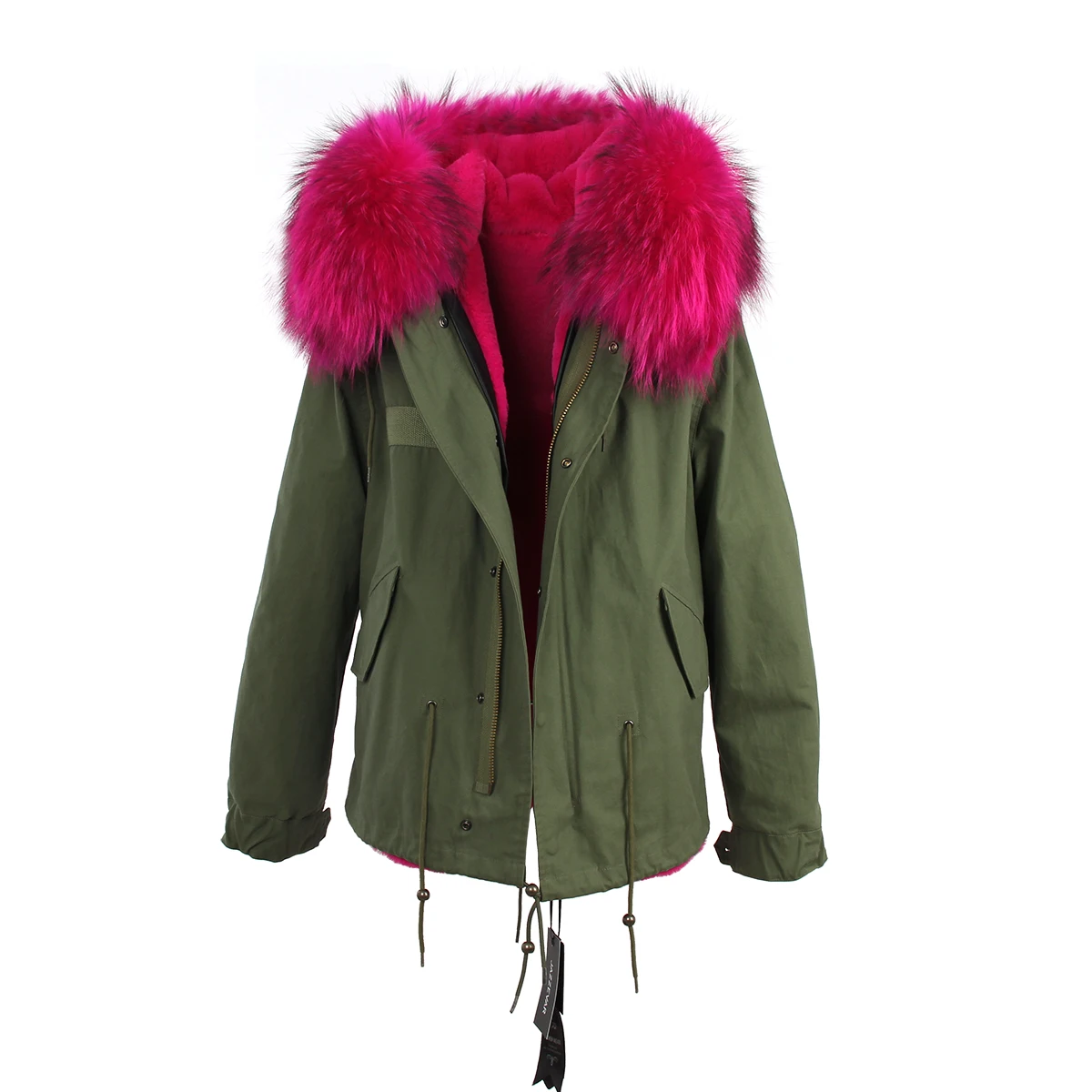 color 3 JAZZEVAR Женские куртки армейский зеленый воротник из меха енота куртка-парка с капюшоном верхняя одежда для детей возрастом от 2 в 1 съемный зимняя куртка с подкладкой - Цвет: color 3