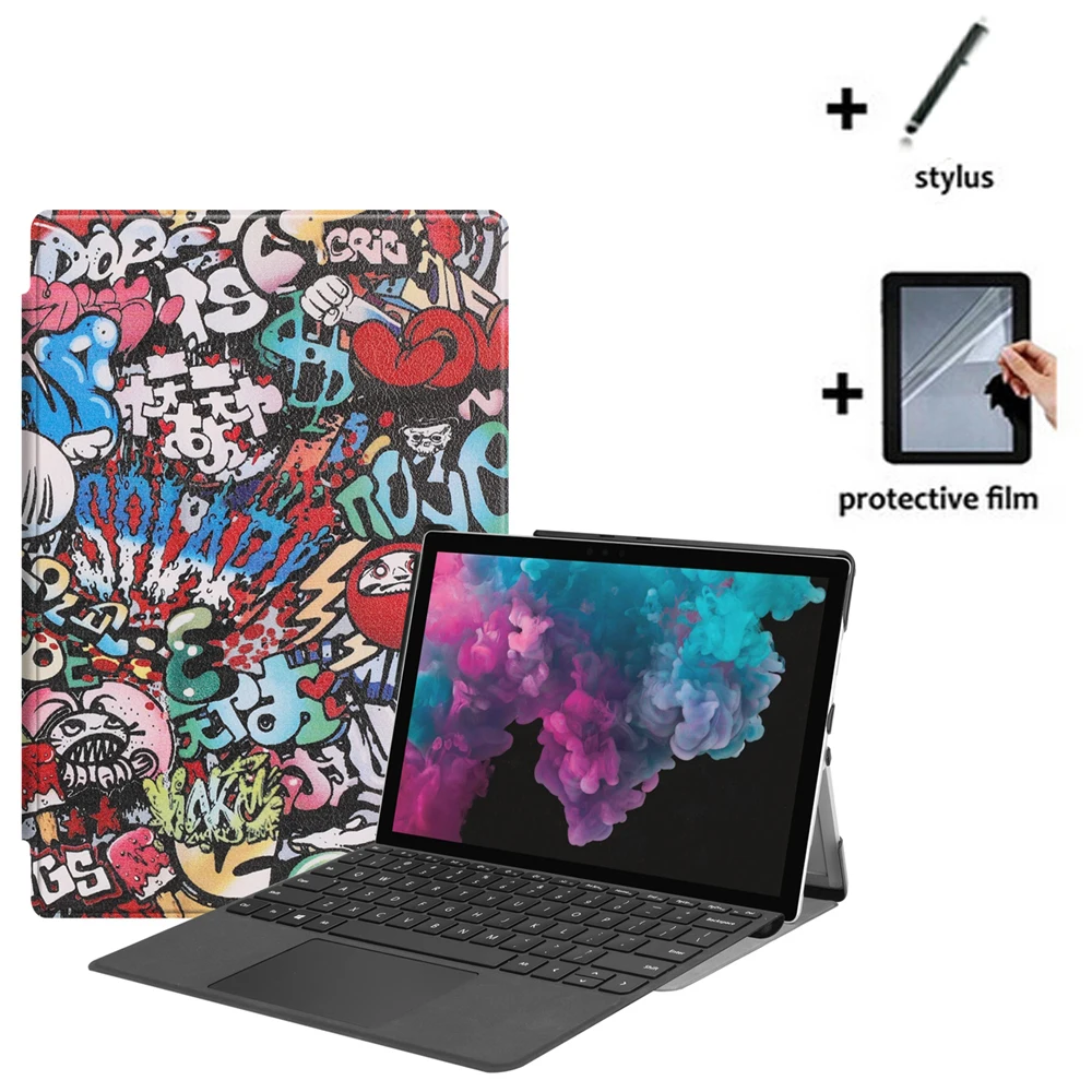 Роскошный кожаный чехол-книжка 3 в 1 + Защитная пленка стилус для Microsoft Surface Pro 6 5 4 1724