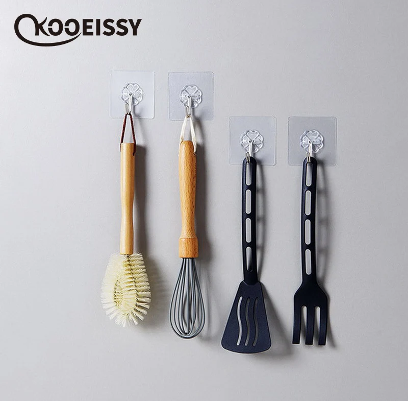 5 Pcs Strong Home Kitchen Hooks Transparent Suction Cup Sucker Wall Hanger For Bathroom Key Bag Hook |