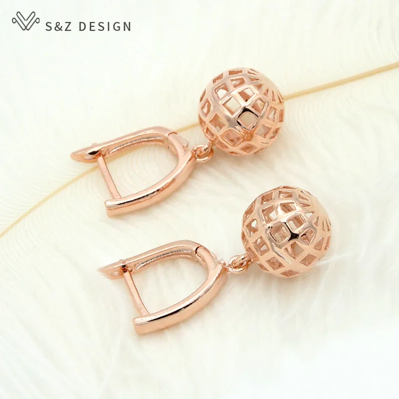 Женские длинные серьги-подвески S &amp Z серьги из розового золота 585 пробы с полыми