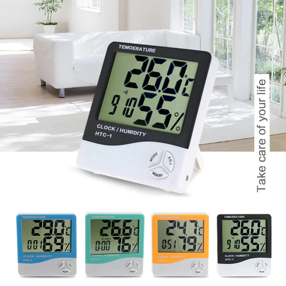 

Новый бренд Цифровой термометр гигрометр Электронный LCD Измеритель температуры и влажности Метеостанция Крытый Открытый часы #290026