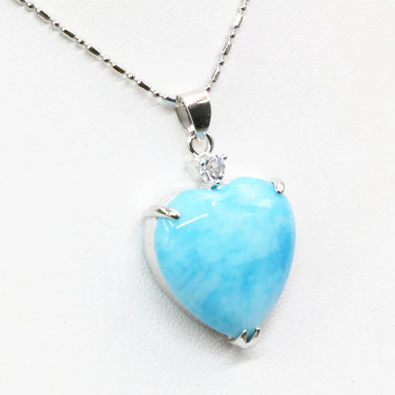 Женская подвеска в форме сердца с подвеской из камня ожерелье натуральной