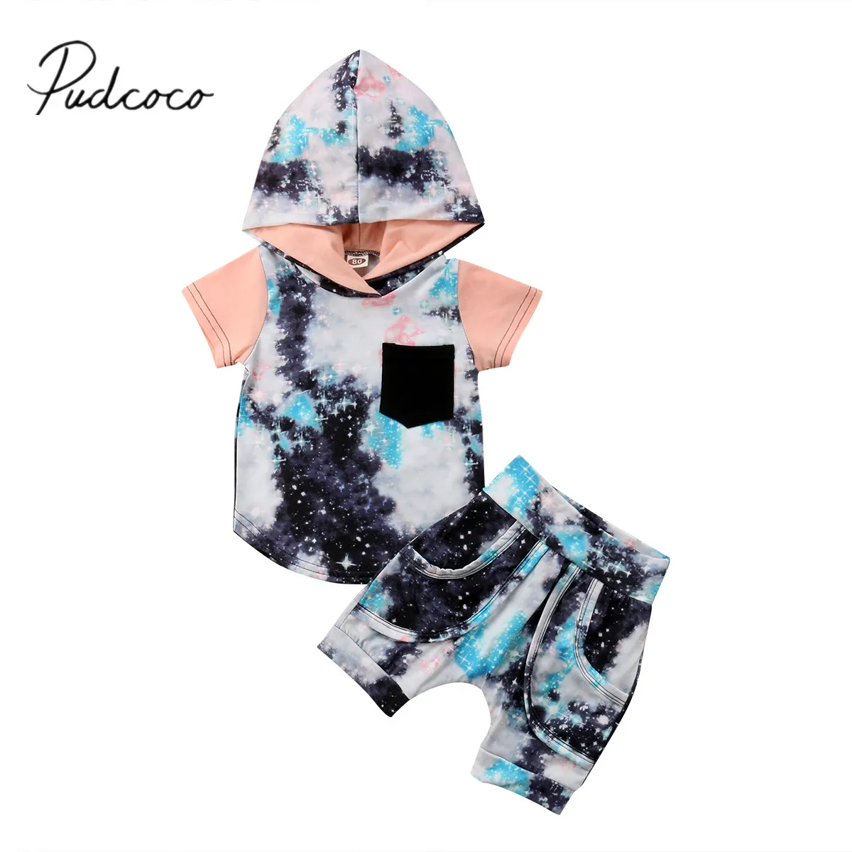 2018 Brand New Toddler Infant Kids Baby Boy Hoodie Tops Pants 2Pcs Outfits Clothes Sets Summer Graffiti Stars Sunsuit 6M-4T | Детская