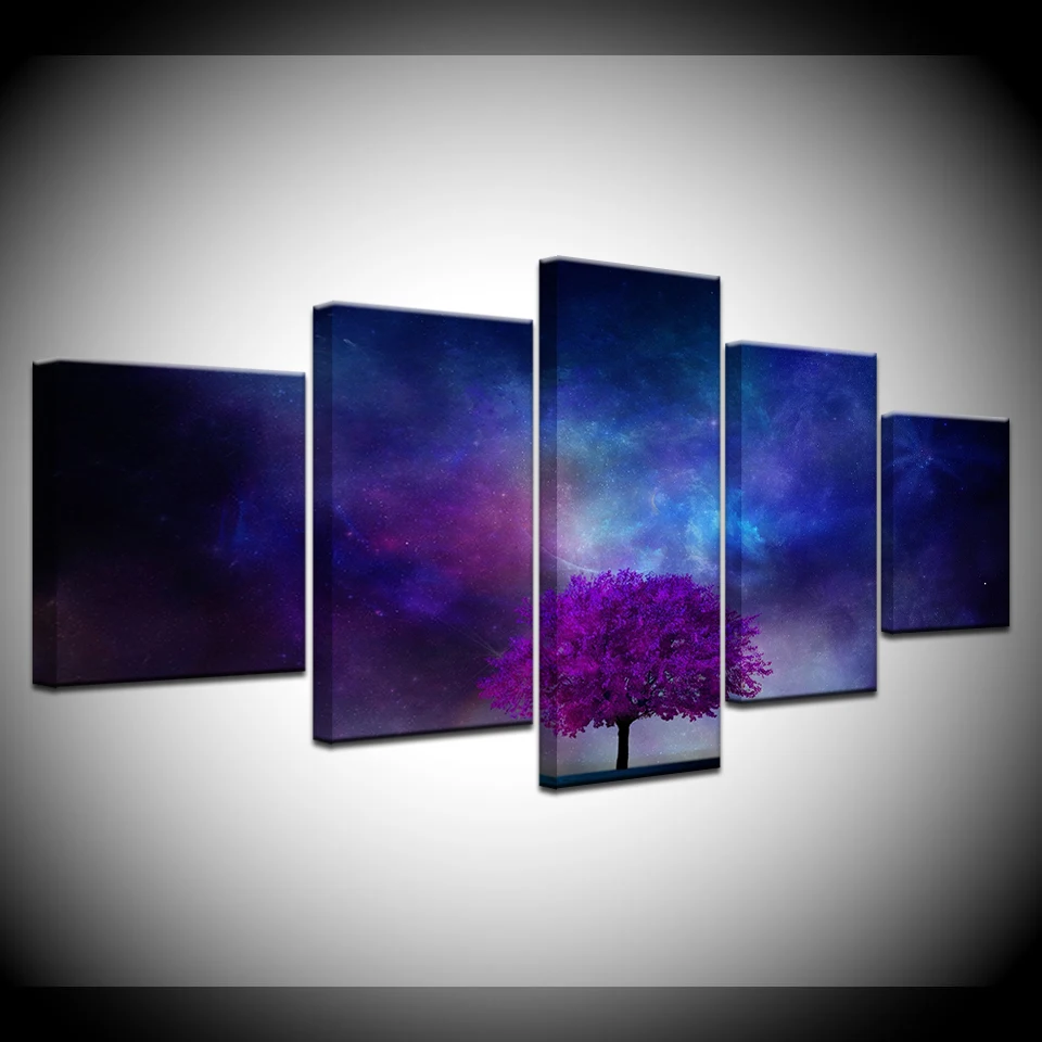 

Canvas Painting The vast sky with a tree 5 Pieces Wall Art Painting Modular Wallpapers Poster Print for living room Home Decor