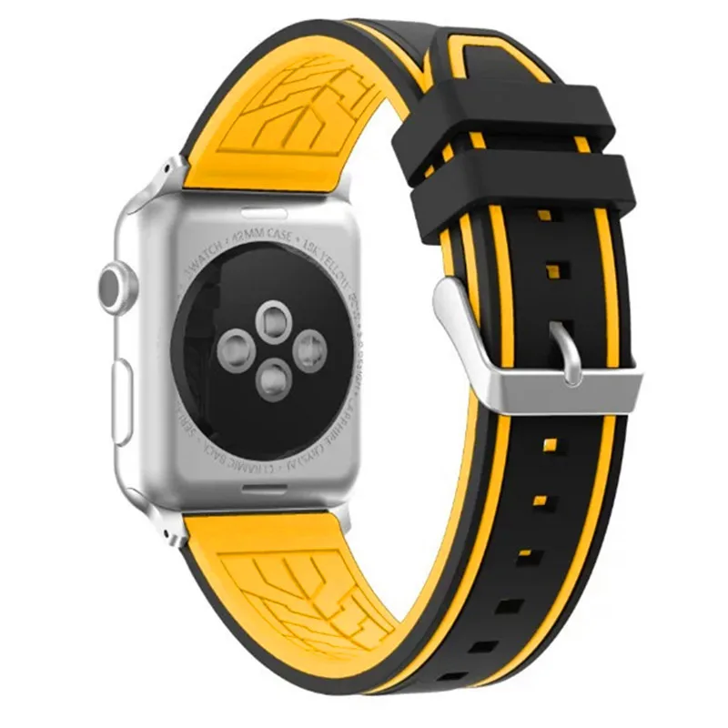 Двухцветный силиконовый ремешок для Apple Watch 38 мм 42 серия 1 2 3 цветочный цветочные