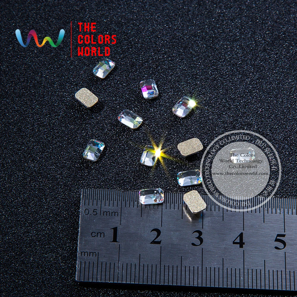 

003 3D 4*6 мм прямоугольная форма Прозрачный блестящий Блестящий Кристалл бриллиант для дизайна ногтей Стразы украшения своими руками