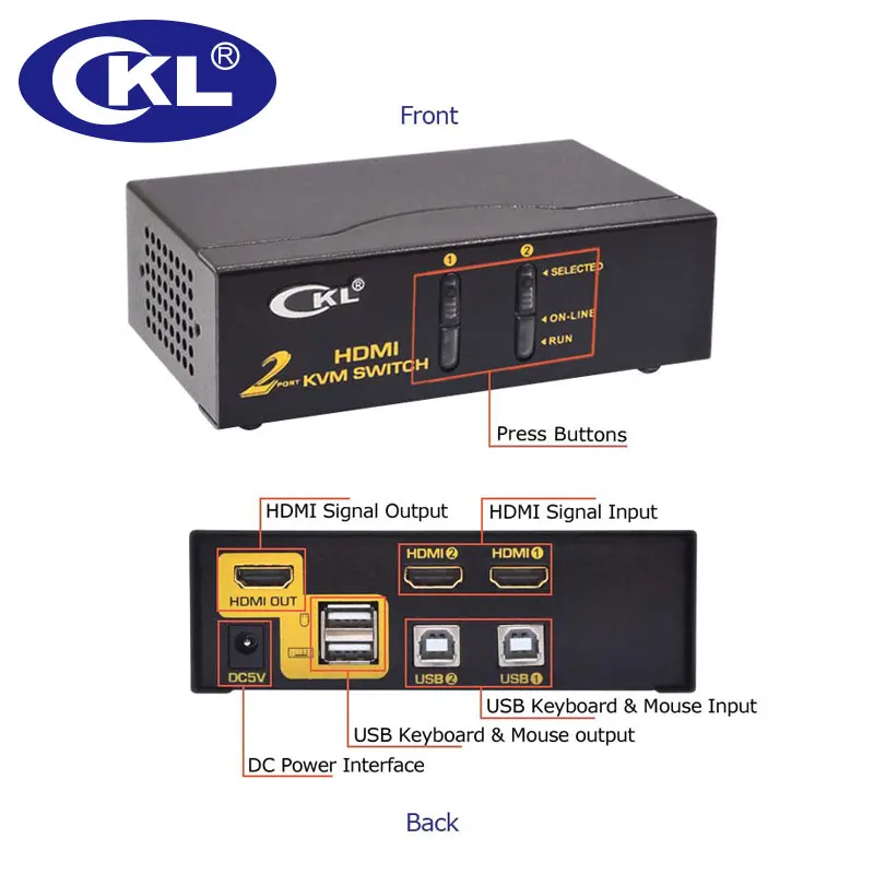 KVM переключатель HDMI 2 порта клавиатуры видео мыши для компьютера ноутбука сервера