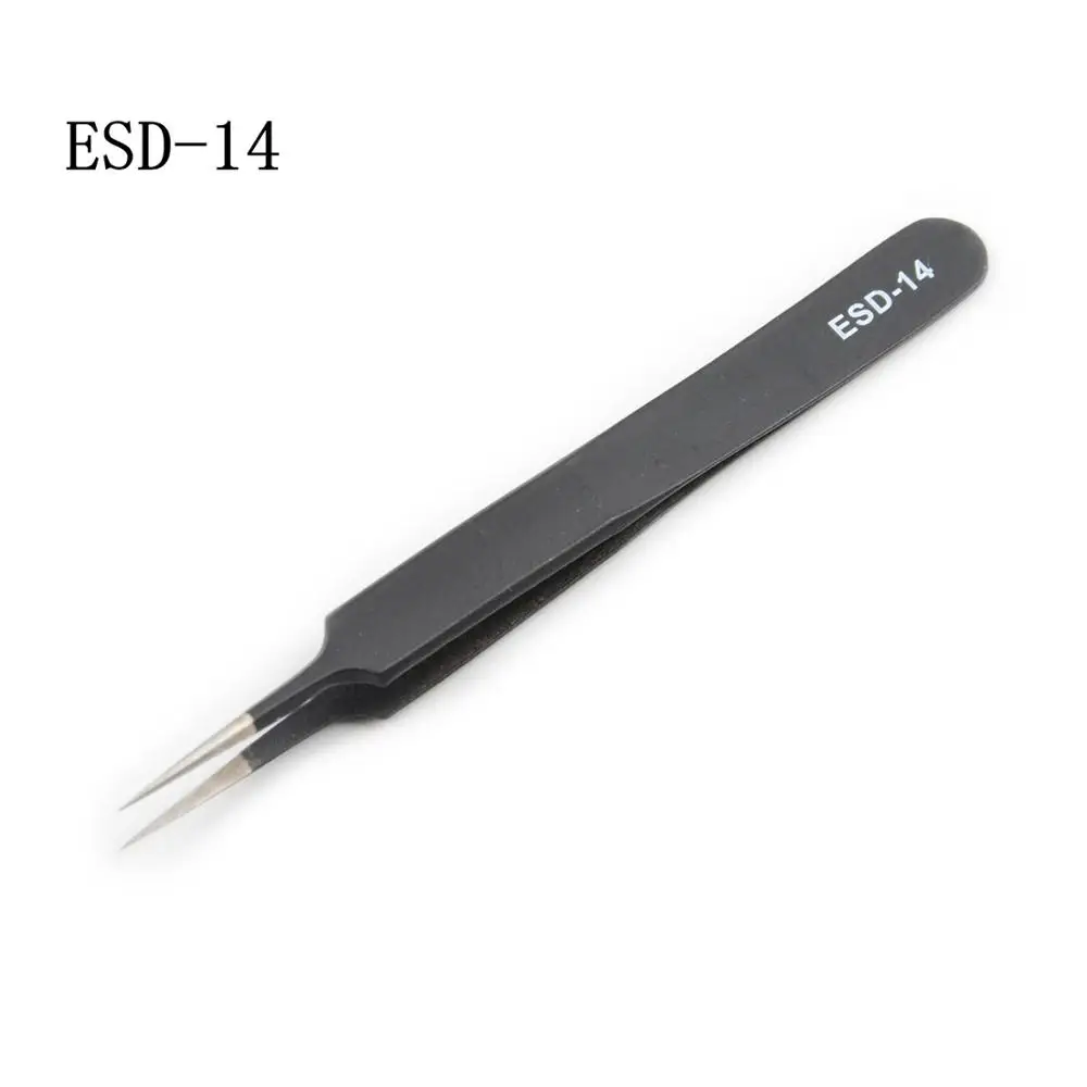 ESD-14 Изогнутые прямые пинцеты из нержавеющей стали для наращивания ресниц, инструменты для макияжа, профессиональные пинцеты для ресниц, Декор ногтей - Цвет: ESD-14