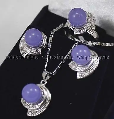 Лавандовые александритовые серьги &amp кольцо ожерелье кулон набор&gt 18K