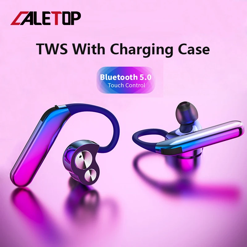 Caletop наушники-вкладыши TWS с Беспроводной наушники наушным креплением Bluetooth 5 0