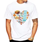 Забавная Мужская футболка с итальянскими вещами в форме сердца, Повседневная белая футболка с принтом без клея, лето 2018