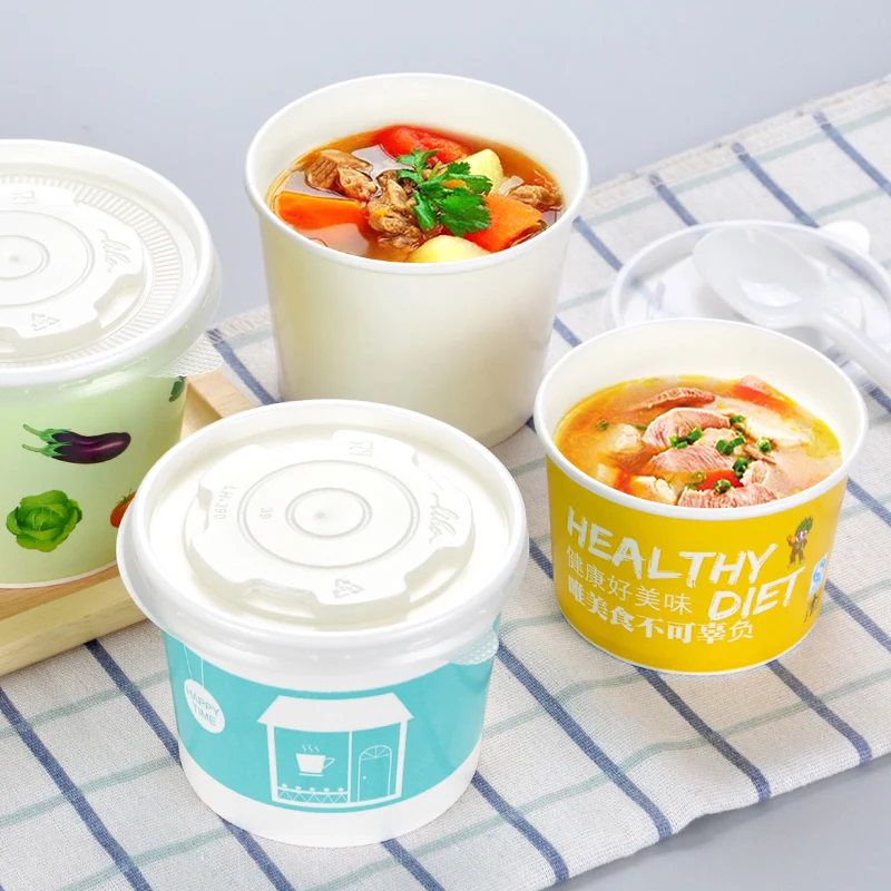 50 шт творческие одноразовые супные тарелки быстрого приготовления хлеба бумажная чаша 260 мл 390 520 увлажнитель для автомобиля в форме мороженого Желейный десерт упаковка кружки с крышками