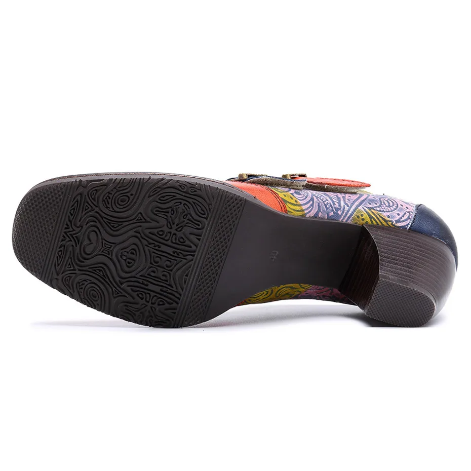 Туфли-лодочки женские из натуральной кожи Винтажная обувь в богемном стиле ретро