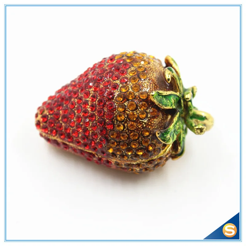 Кольцо с клубничкой серьги ожерелье безделушка коробка металлические украшения