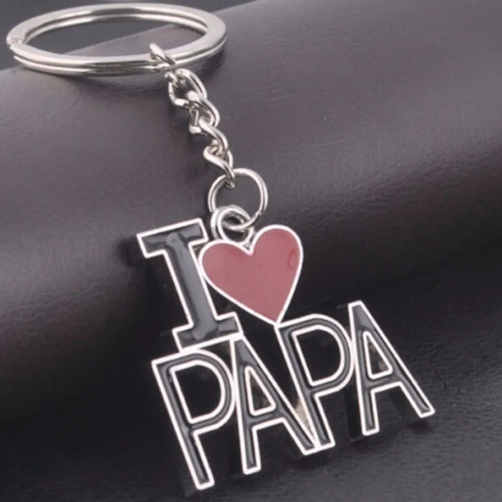 Популярные Модные металлические брелки с надписью I LOVE MOM PAPA сувенирные