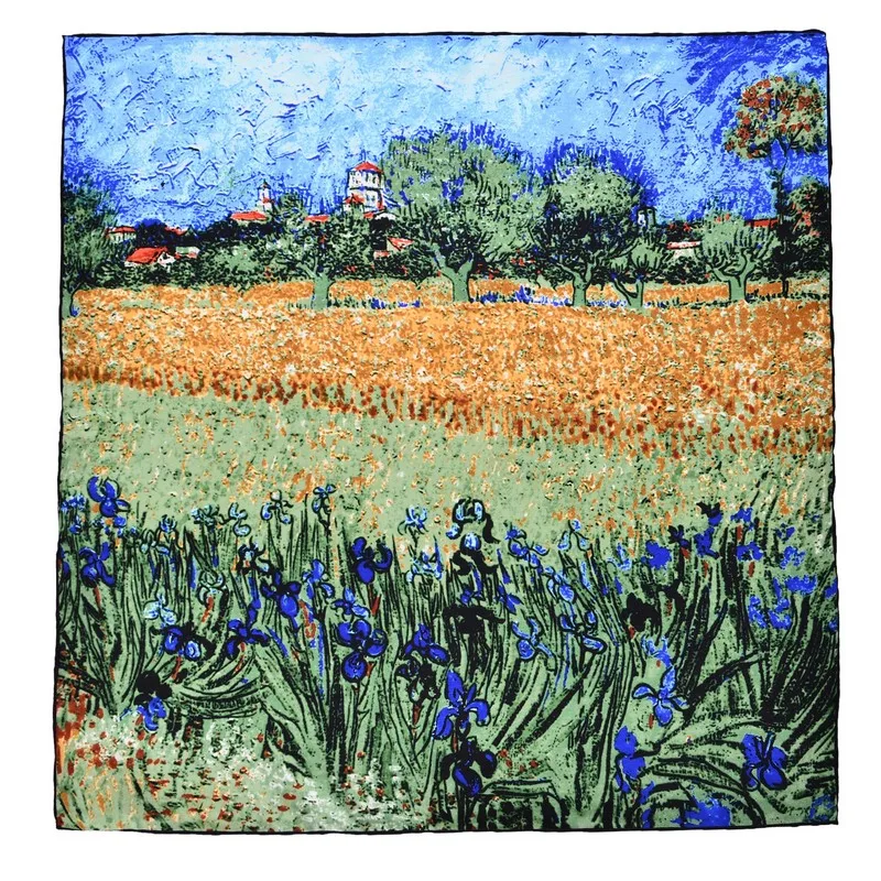 Женские шарфы из 100% шелка модные с принтом маслом брендовые элегантные женские