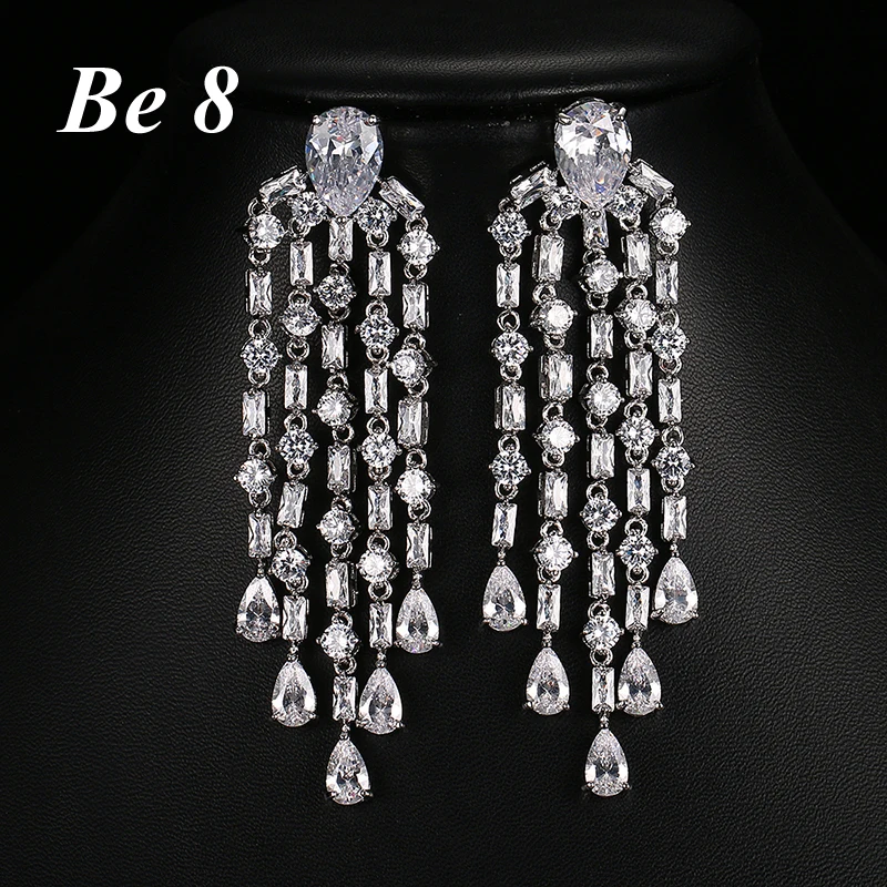 Be8 Brand AAA Cubic Zirconia Elegent Tassel Dangle Earrings Fashion Luxury 4 Coulorful Style For Women Party Gifts Choice E-207 | Украшения