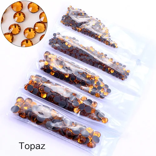 Topaz Смешанные SS6-SS30 DMC горячей фиксации стразы стекло кристаллические стразы АВ железо на стразы горячей фиксации из стразов для одежды DIY B3808 - Цвет: Topaz