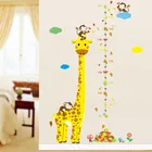 Мультяшные измерительные настенные наклейки для детской комнаты, жираф, обезьянки, высота, линейка, Декорации для домашнего декора
