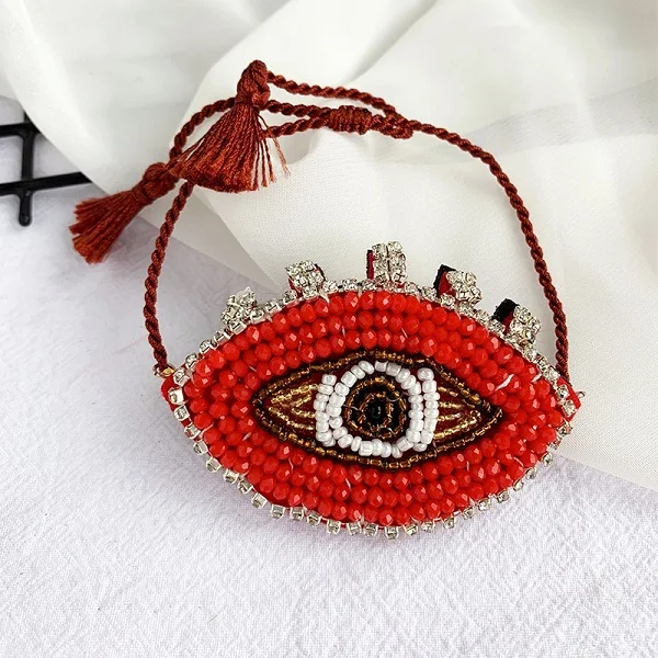 red eye Регулируемый Злой Глаз сердце браслет MIYUKI браслет Pulseras Mujer Винтаж ручной работы хрустальные браслеты с кисточкой для женщин ювелирные изделия - Окраска металла: red eye