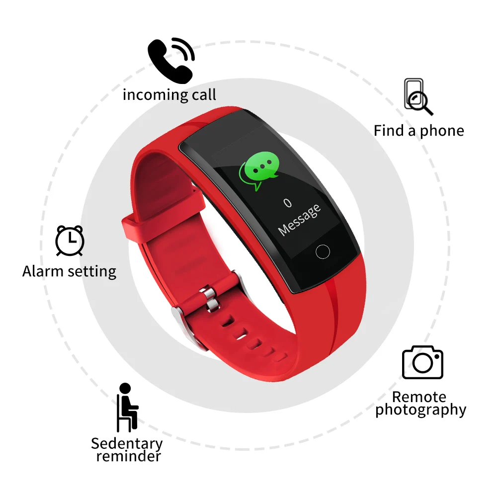 FATMOON Smart Bracelet QS 100 Heart Rate Blood Pressure Monitor Call Message Reminder Touch Screen Wristband for phone | Электроника