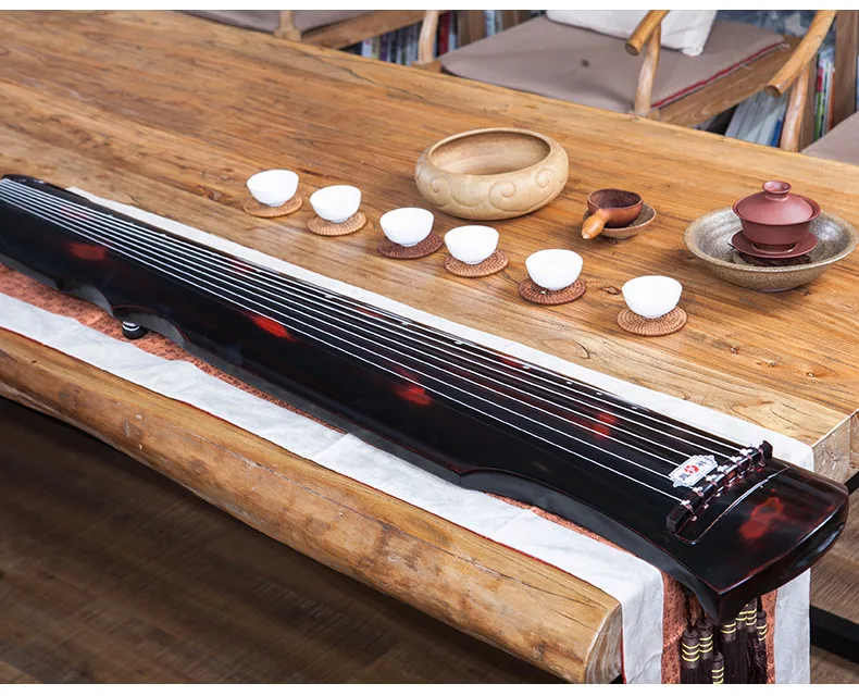 cinnabar color lyre Китайский guqin fu xi Тип Лира китайский 7 струн древний Zither китайские Музыкальные инструменты zither xiao jiang hu используется Guqin - Цвет: cinnabar color lyre