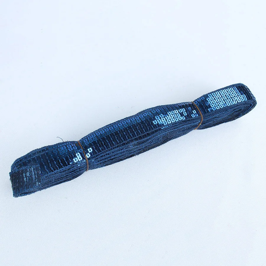 Navy blue 18 ярдов/партия 5-строк квадратный лента с блестками вышитые кружева для танцевальный костюм украшения одежды шляпа украшения - Цвет: Navy blue
