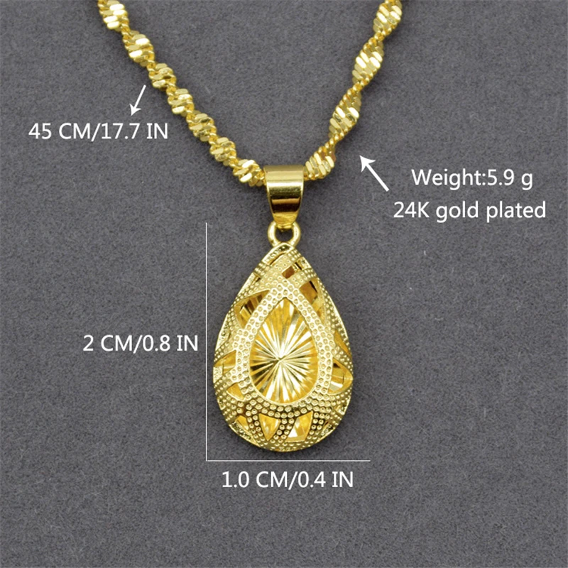Liffly 24K золотое ожерелье Женская бижутерия свадебное обручальное с подвеской в