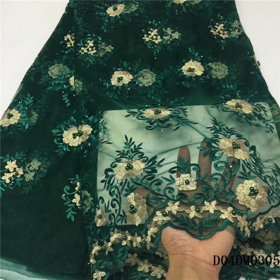 Black French Lace Fabric High Quality African Tulle With stones and beads Nigerian Fabrics for dress | Дом и сад