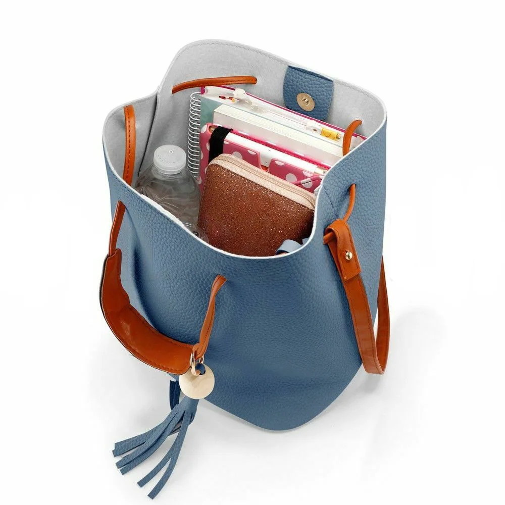 2pcs Vintage Fashion Small Women Bucket Bags Female Pu Leather Tassel Shoulder Girls Drawstring Messenger Crossbody Bag | Багаж и сумки