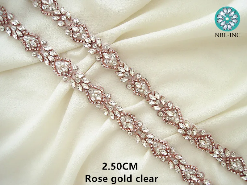 (1 ярд) свадебное вышитое бисером серебряное розовое золото Кристалл горный