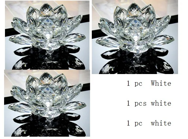3pcs white 80 мм фэн-шуй кварцевый Хрустальный цветок Лотос для поделок стекло пресс-папье украшения статуэтки для дома Свадебная вечеринка Декор подарки сувенир - Цвет: 3pcs white